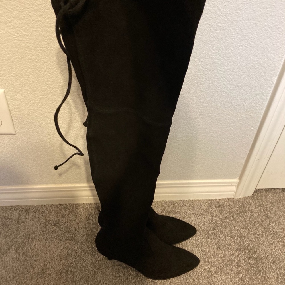 Stuart Weitzman Over The Knee Black Suede Boots - Picture 4 of 14